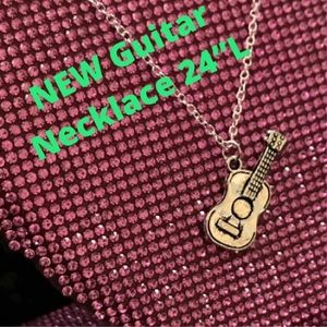 Acoustic Guitar Necklace Sterling Silver 925 Metalhead Jewelry Egirl Emo Gothic